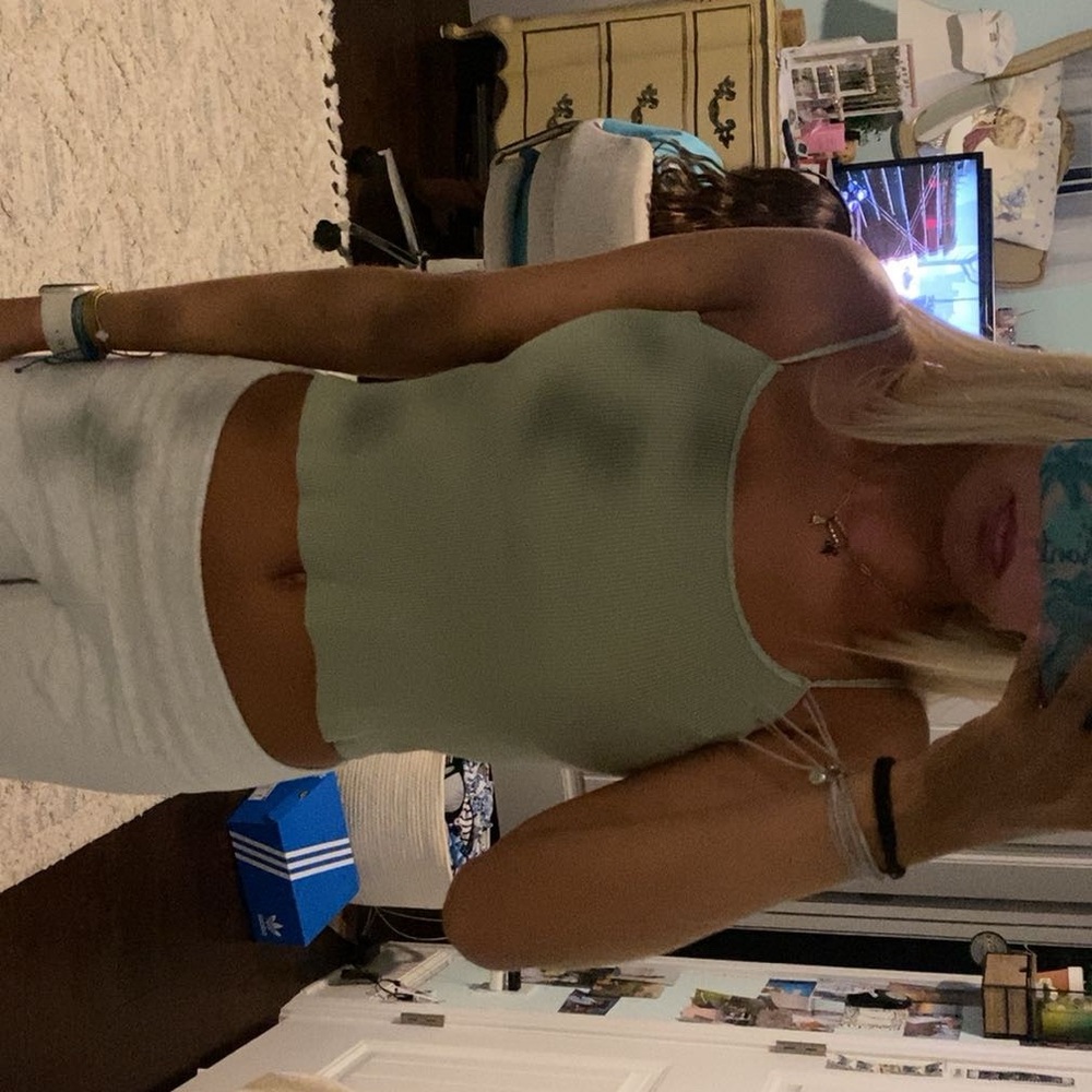 Green Ribbed Women's Top Brandy